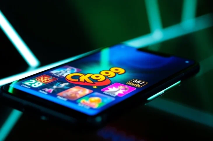 The ck999 app interface showcased on a smartphone surrounded by gaming elements, highlighting seamless mobile betting experience for users.