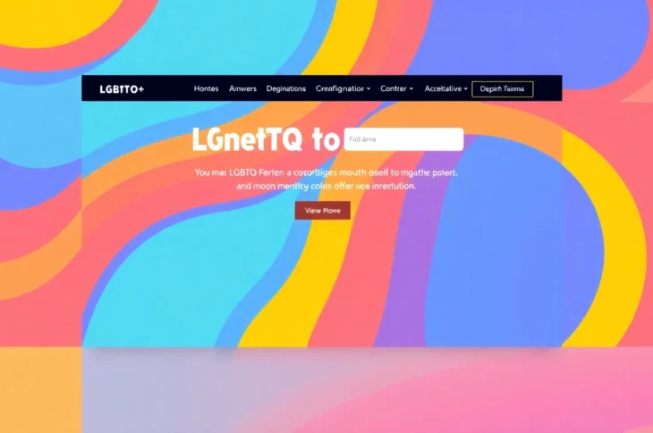Homepage of https://789f.gay showcasing vibrant LGBTQ+ community graphics, modern UI, and inclusive design elements for accessibility and engagement.