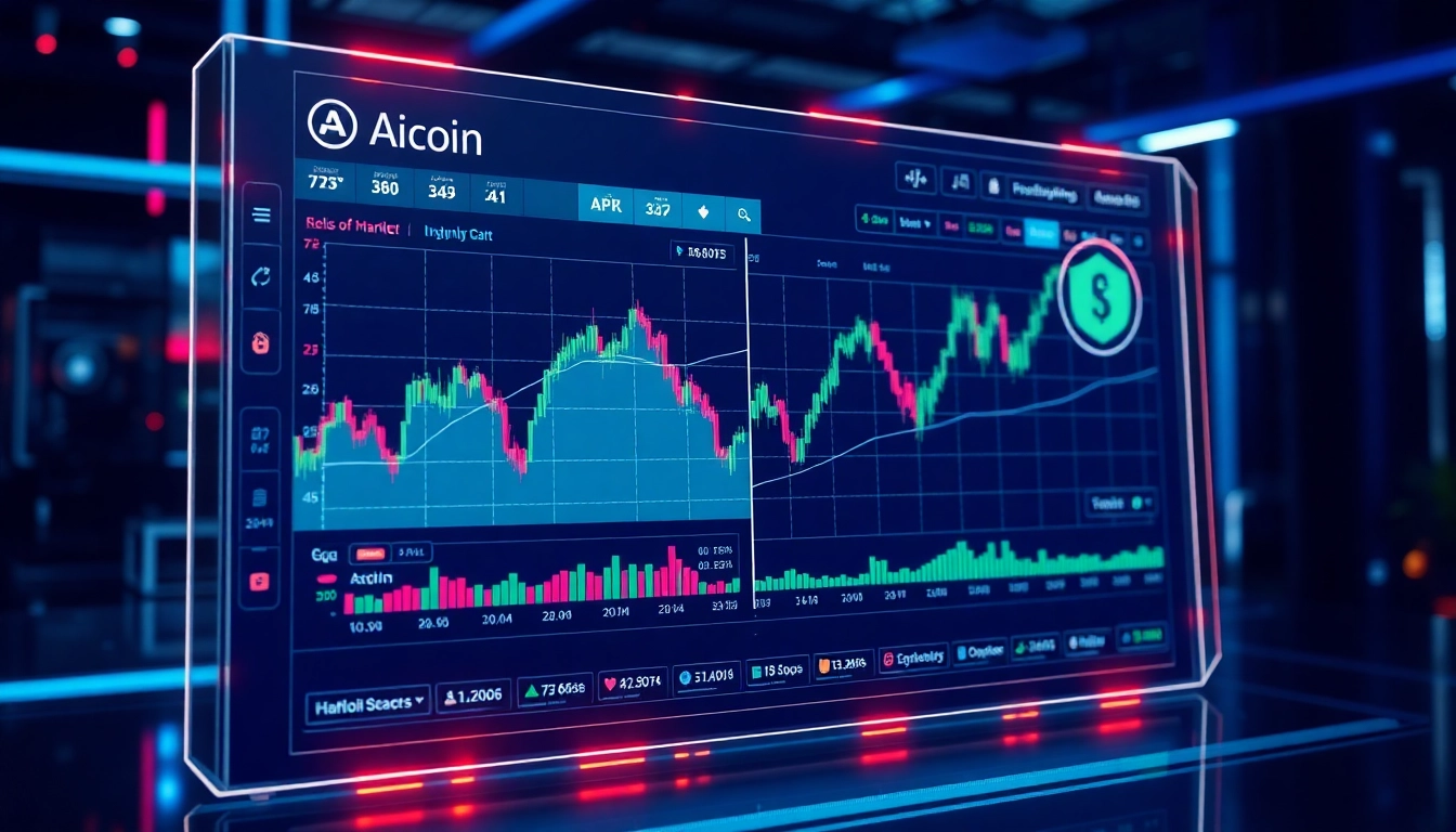 Detailed AICoin market chart showing live crypto data and security icons for digital asset safety, emphasizing trading insights.