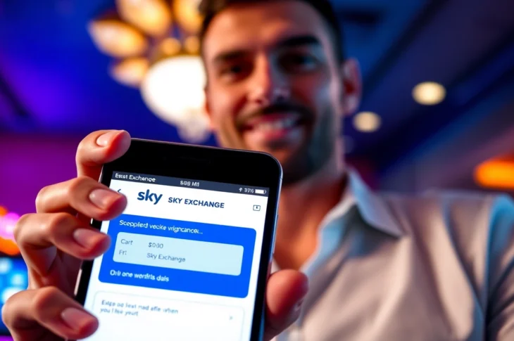 Sky Exchange Id verification process on mobile with a user engaging in online betting platform, emphasizing security and ease of access.