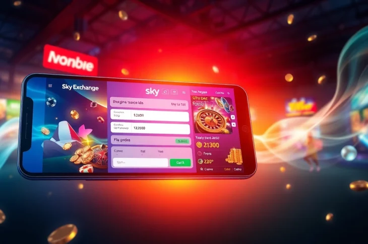 Clear visual of Sky Exchange ID interface on mobile device with live casino games and sports betting options, emphasizing secure access and user engagement.
