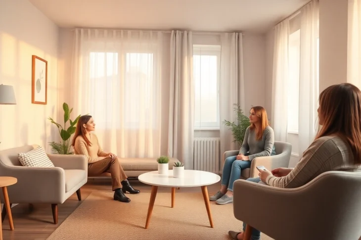 Terapia par Lublin - Opiekuńcza scena couples therapy session in a cozy, professional environment fostering communication and understanding.