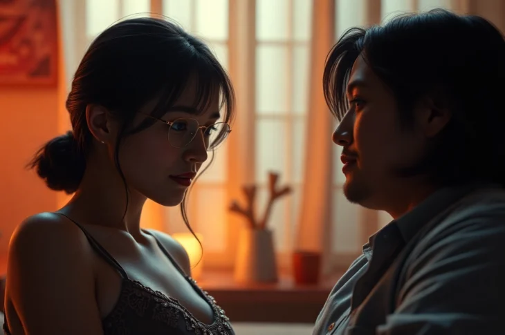 High-quality nsfw ai generated scene depicting hyper-realistic adult characters in an intimate setting with detailed textures and soft lighting