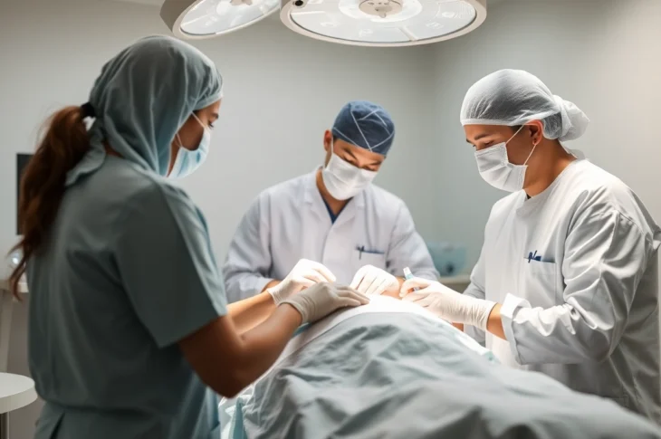 Trattamenti PMA omologa process in a clinic showing healthcare professionals at work with