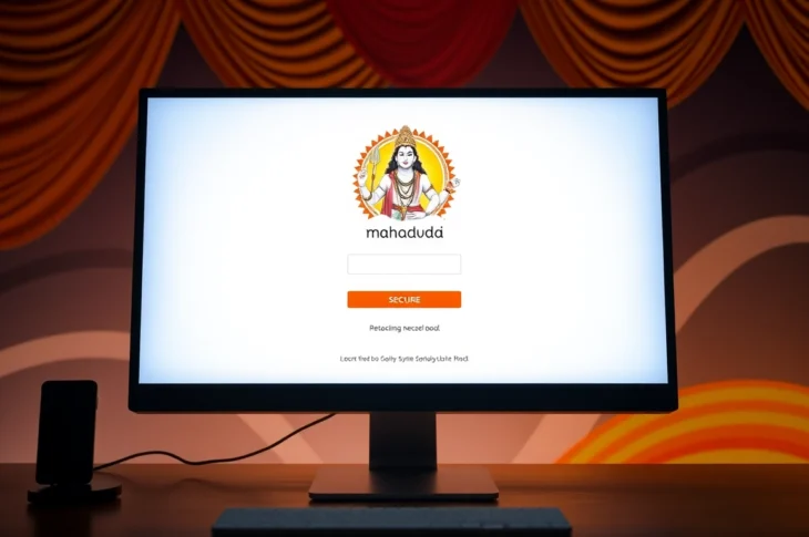 Secure Mahadev book login interface with vibrant Indian culture background and user-friendly design